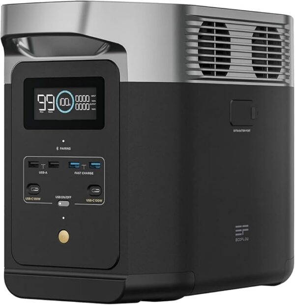 EF ECOFLOW DELTA 2 przenośna stacja zasilania 1024 Wh, generator solarny, pojemność do 3 kWh, na kemping, do kampera, małych wad opakowań, nieużywany produkt (odnowiony)