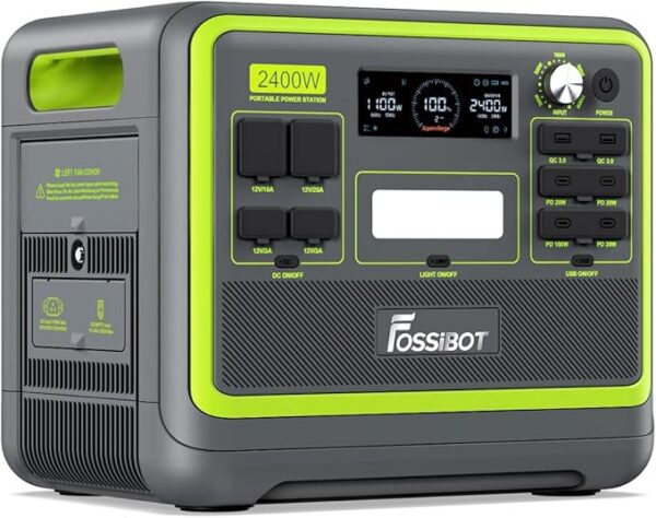 FOSSIBOT-Polska F2400 przenośna stacja zasilania, Generator solarny 2048 Wh LiFePO4 akumulator zapasowy z wyjściami 2400 W AC Z kontrolą APP