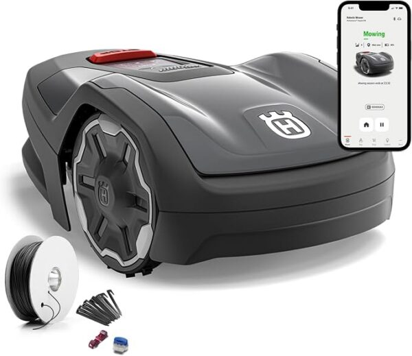 Husqvarna Robot koszący Automower Aspire R4 do 400 m² powierzchni I kosiarka akumulatorowa, sterowanie za pomocą aplikacji Connect (w zestawie sterowanie głosem, Wi-Fi, Bluetooth) z zestawem