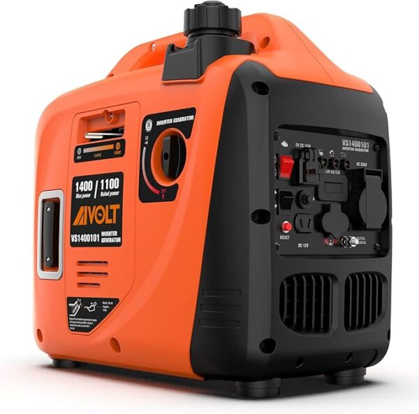 AIVOLT Generator Benzyny 1400W Generator Cichego Falownika z Gniazdami AC 230V/DC 12V/USB Typu A i Zbiornikiem 2,5L Przenośny Lekki Generator na Kemping na świeżym Powietrzu | z wyjściem AC 230V, DC 12V, USB typu A i 2.5L przenośny lekki zbiornik generatora na kemping na zewnątrz