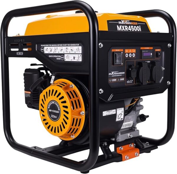 maXpeedingrods Inwerterowy generator prądu 3500 W, benzynowy, 4-suwowy z dwoma gniazdami 230 V, cichy i lekki jako awaryjny agregat prądotwórczy do domu, garażu, warsztatu, na plac budowy