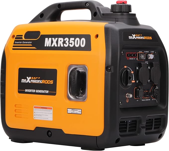 maXpeedingrods Inwerterowy generator prądu 3300 W, benzyna, 4-suwowa | z gniazdami USB i gniazdami 230 V, lekki agregat zasilania awaryjnego na kemping
