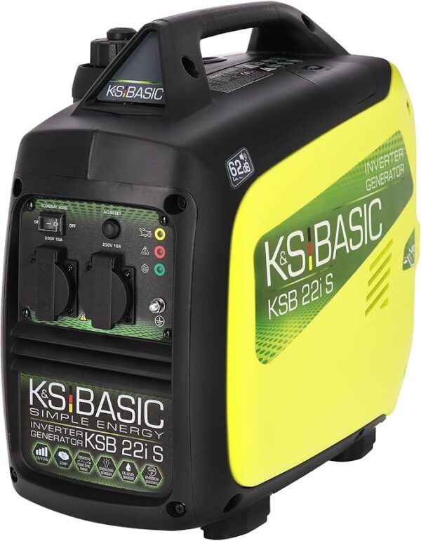 Agregat prądotwórczy generator inwerterowy KSB 22i S K&S Basic 2000 W, podwójna konwersja prądu, nadaje się do wrażliwych urządzeń, silnik EURO V, 2x16A (230V), obudowa dźwiękochłonna