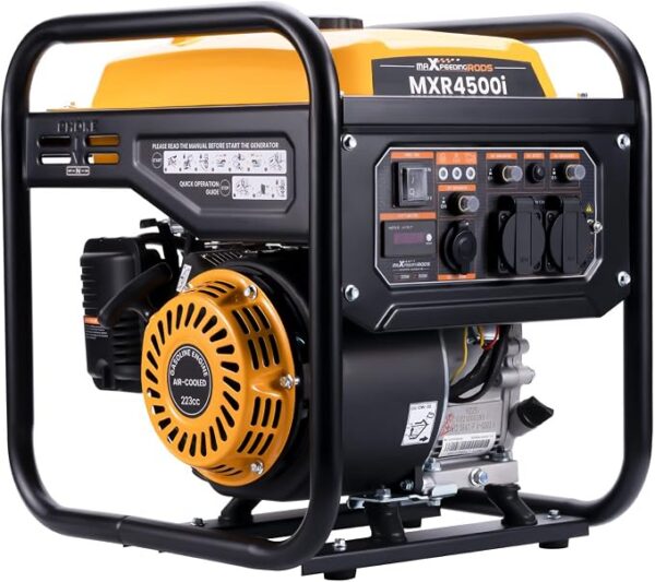 maXpeedingrods Inwerterowy generator prądu na benzynę 3500 W | z dwoma gniazdami 230 V, jako awaryjny agregat prądotwórczy, zasilanie domowe, do garażu, warsztatu, na