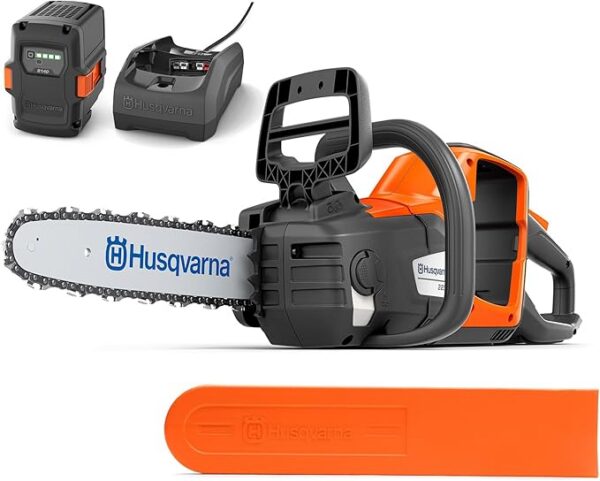 Pilarka akumulatorowa Husqvarna 225i z akumulatorem 36 V i ładowarką – bezprzewodowa, idealna do przycinania i pielęgnacji ogrodu