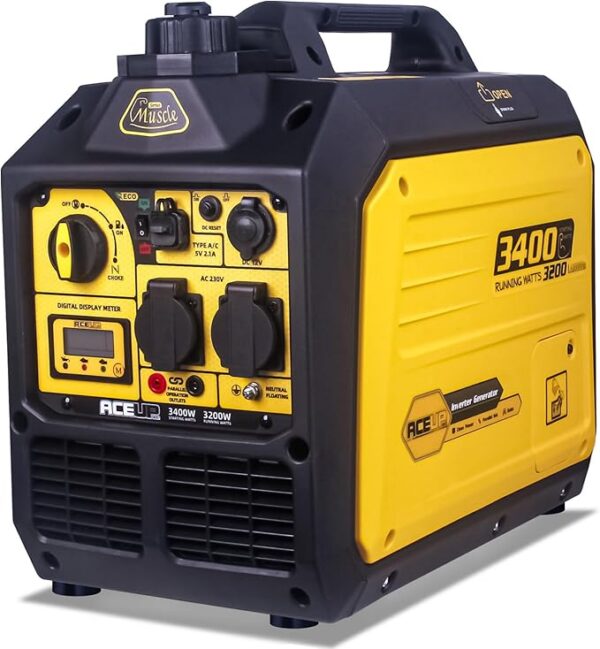Aceup Energy Agregat Prądotwórczy Inwerterowy 3400W – Czysta Sinusoida, Lekki 23kg, Generator Prądu z Silnikiem 4-Suwowym OHV, USB-C, na Kemping i Awaryjne Zasilanie Domu