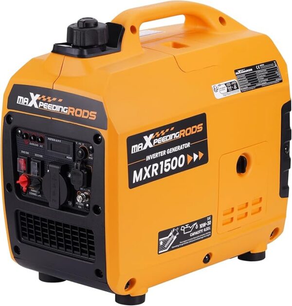 maXpeedingrods Inwerterowy generator prądu 1200 W, benzynowy, 4-suwowy | lekki jako awaryjny agregat prądotwórczy do garażu